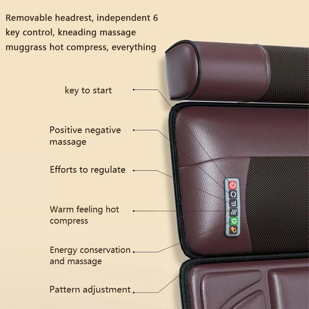 Moxibustion Magnet Therapy Vibrating Kneading Mat Electric Massage Mattress for Neck Back Foot Full Body Pain Relief Relaxation