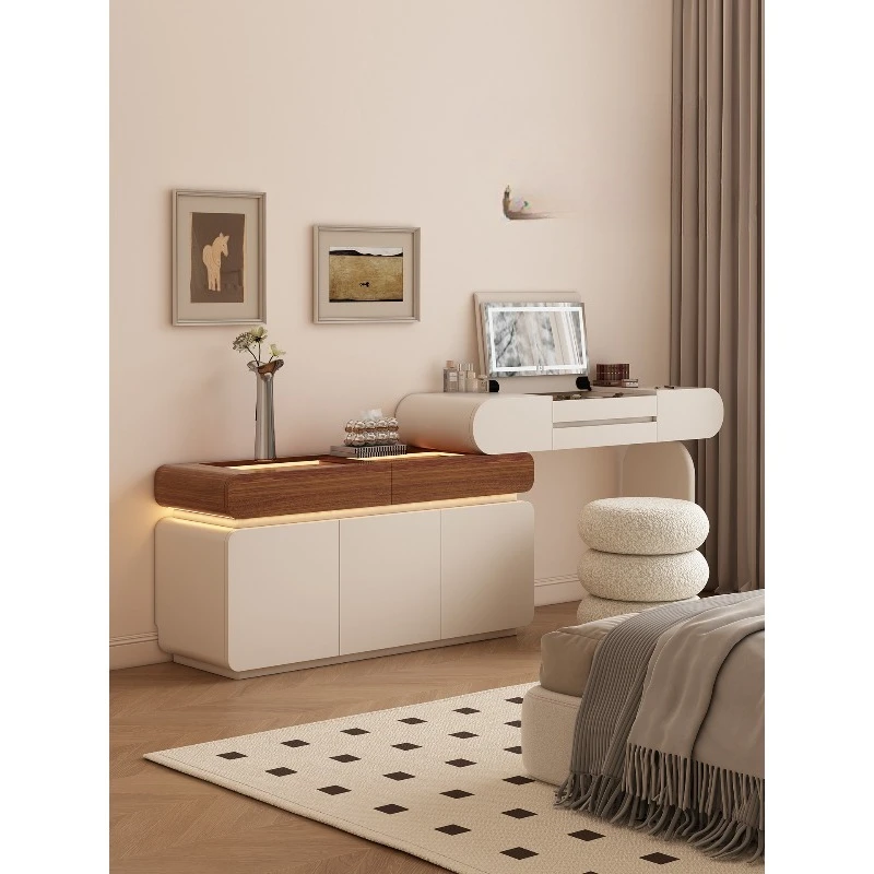 

Solid wood chest dresser integrated baking paint medieval cream wind master bedroom flip mirror makeup table storage cabinet