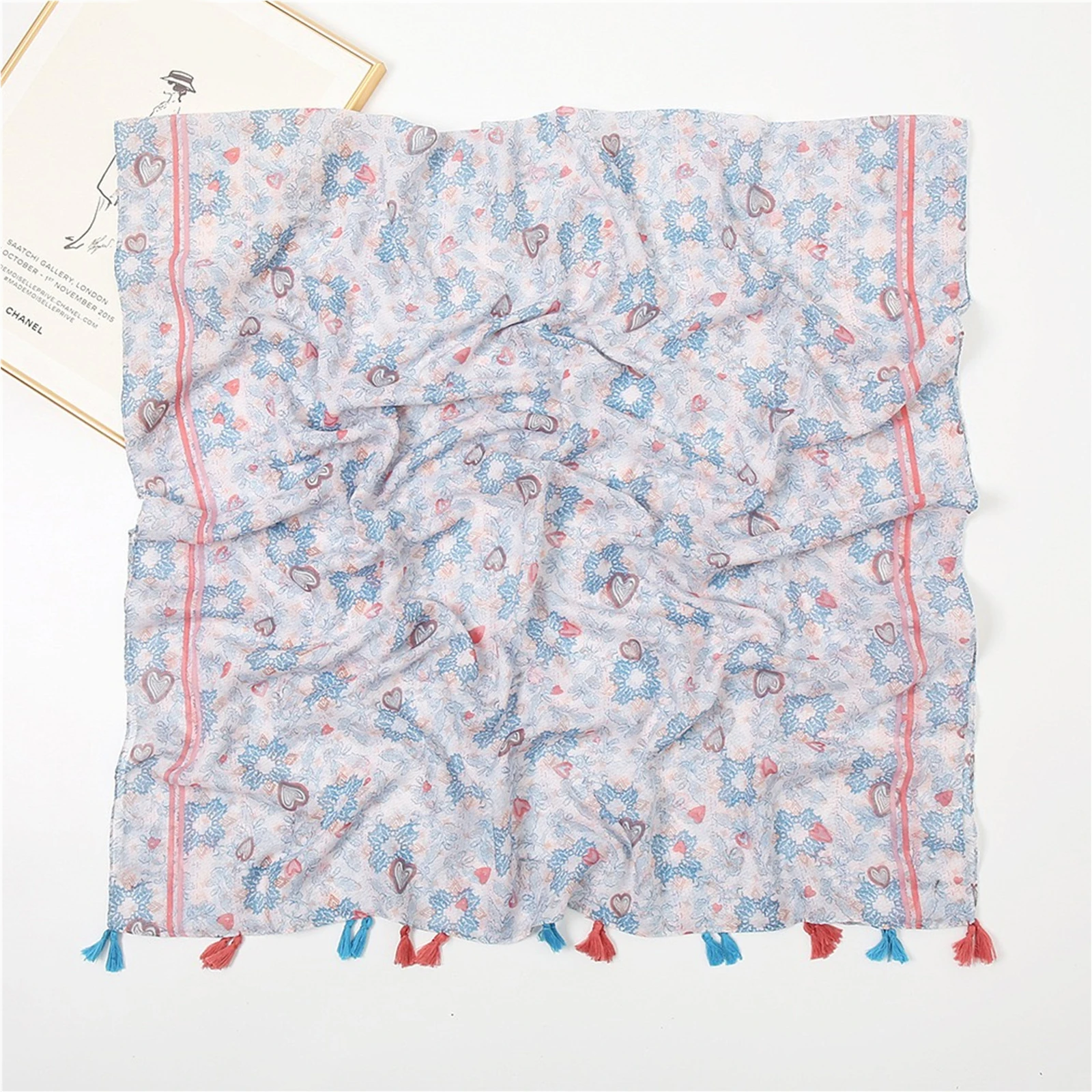 180 * 90cm Bandanna popular print beach towel Muslim headscarf outdoor cotton and linen scarf the four seasons warm tassel shawl