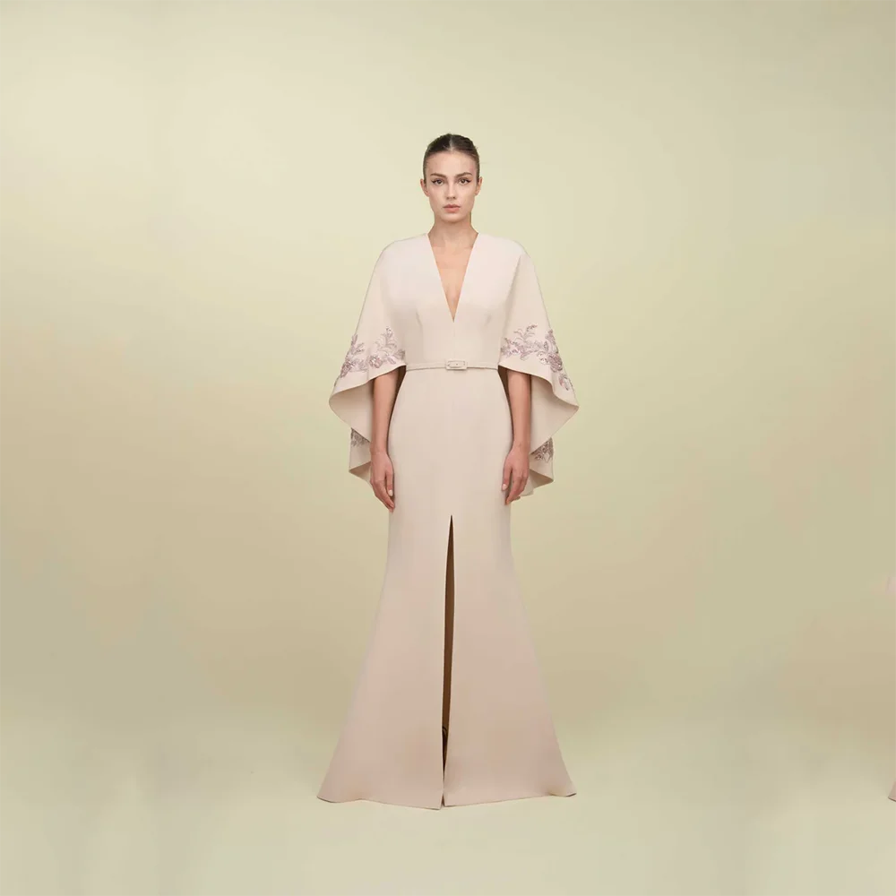 

Customized V-Neck Long Evening Dresses Elegant Formal Occasion Prom Gowns Flowers Mermaid 2026 Floor Length Prom Dresses