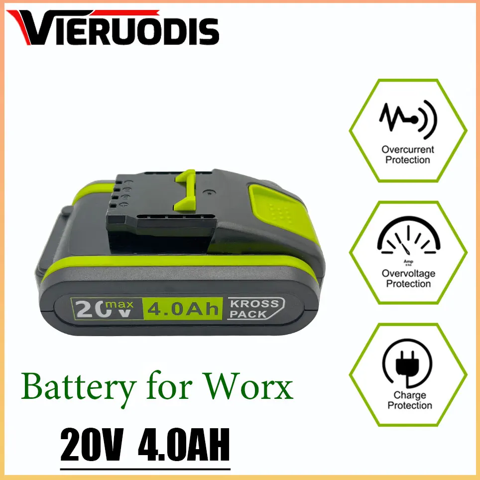 

20V 4000 MAh Lithium Battery Suitable for Worx WA3551 WA3553 WX390 WX176 WX178 WX386 WX678