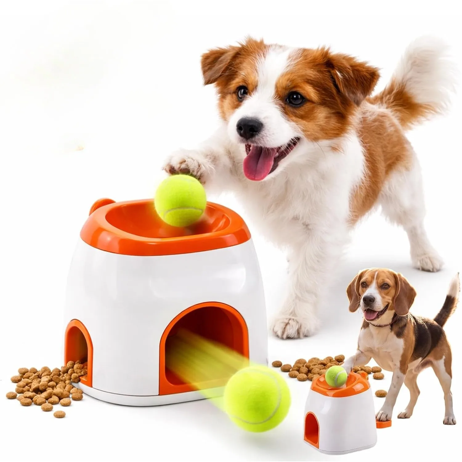 

2-in-1 Automatic Dog Ball Launcher & Treat Dispenser - -Free Operation Suitable for Small to Medium Dogs, Manual Throwing Machin