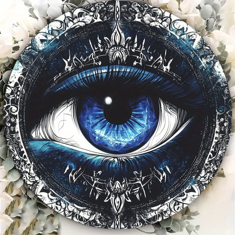 1pc Vintage Evil Eye Metal Wall Art -2d  Mystical Circular Sign for Kitchen Garden Club and Office Decor, Unique Gift Idea