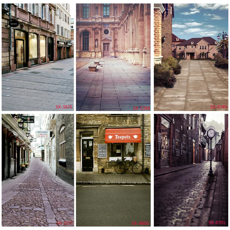 Retro European Street View Scenery Photography Backdrops Props Wedding Child Portrait Photo Backgrounds Studio 2157 YXFL-78