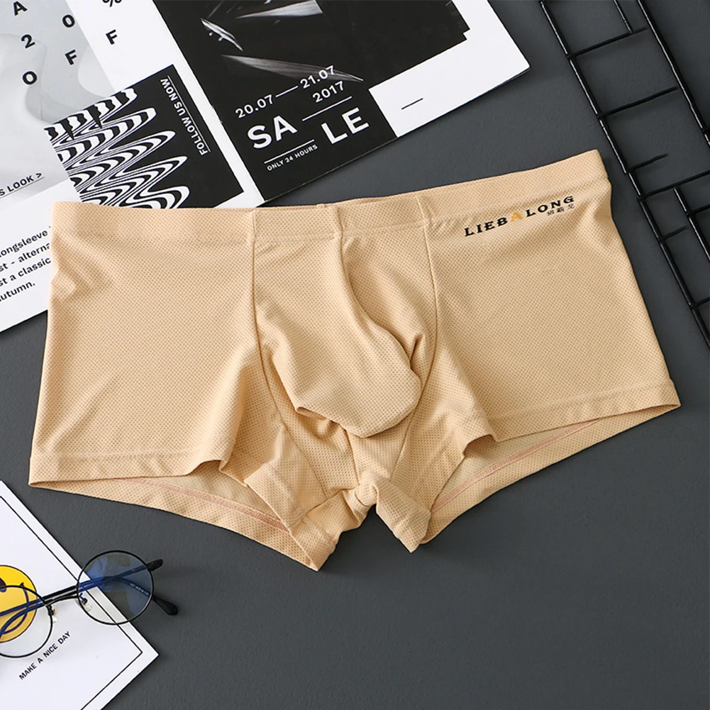 Ademende Ijszijde Heren Ondergoed Mesh Shorts Olifant Slurf Slipje Uitstulpzak Onderbroek Sexy Comfort Slip