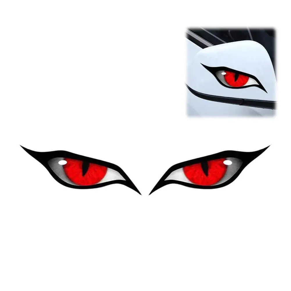 Cat Eye Car Sticker Red Eyes Rearview Mirror Decal Waterproof Styling Auto Accessories