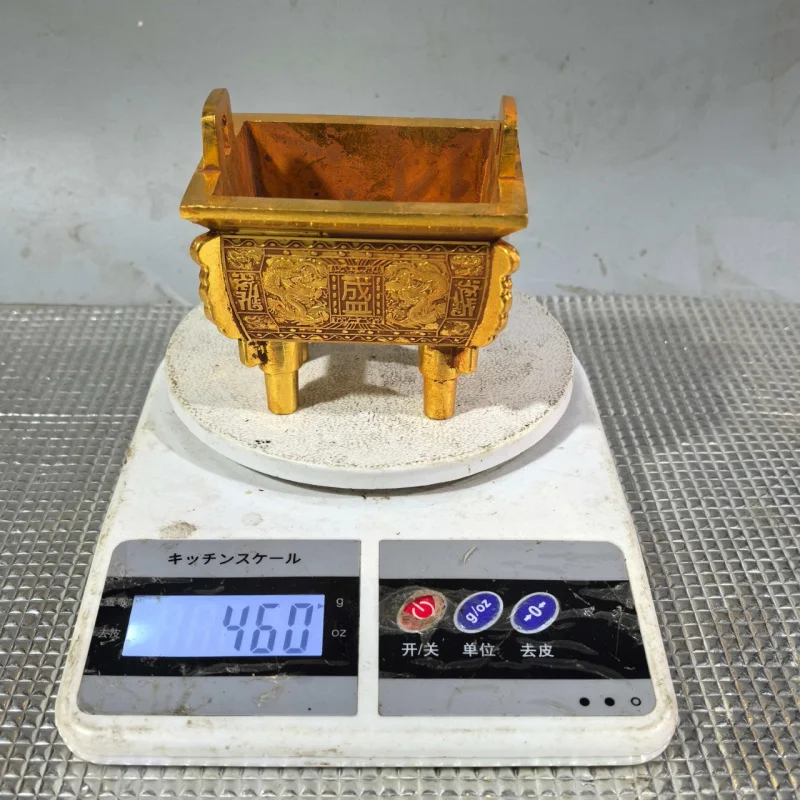 Alloy Square Censer for Attracting Wealth, Four-Sided Censer for Home Use, Indoor Incense Burner, Opening Ceremony Gift, Craft O