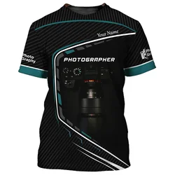 Men's 3D camera printed T-shirt, loose casual short sleeved round neck shirt, oversized, summer, new