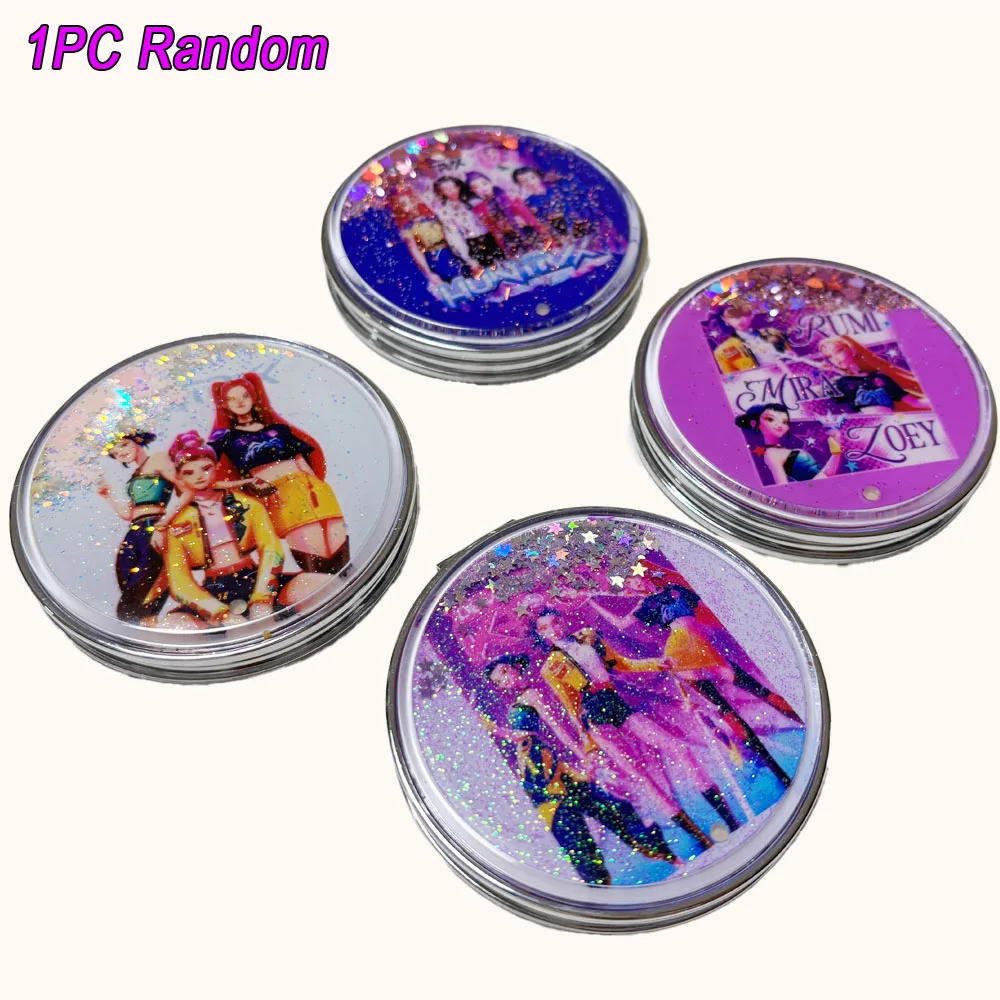 1개입 케이팝 데몬 헌터즈 접이식 메이크업 거울 휴대용 양면 거울 학생 기숙사 데스크탑 소형 선물