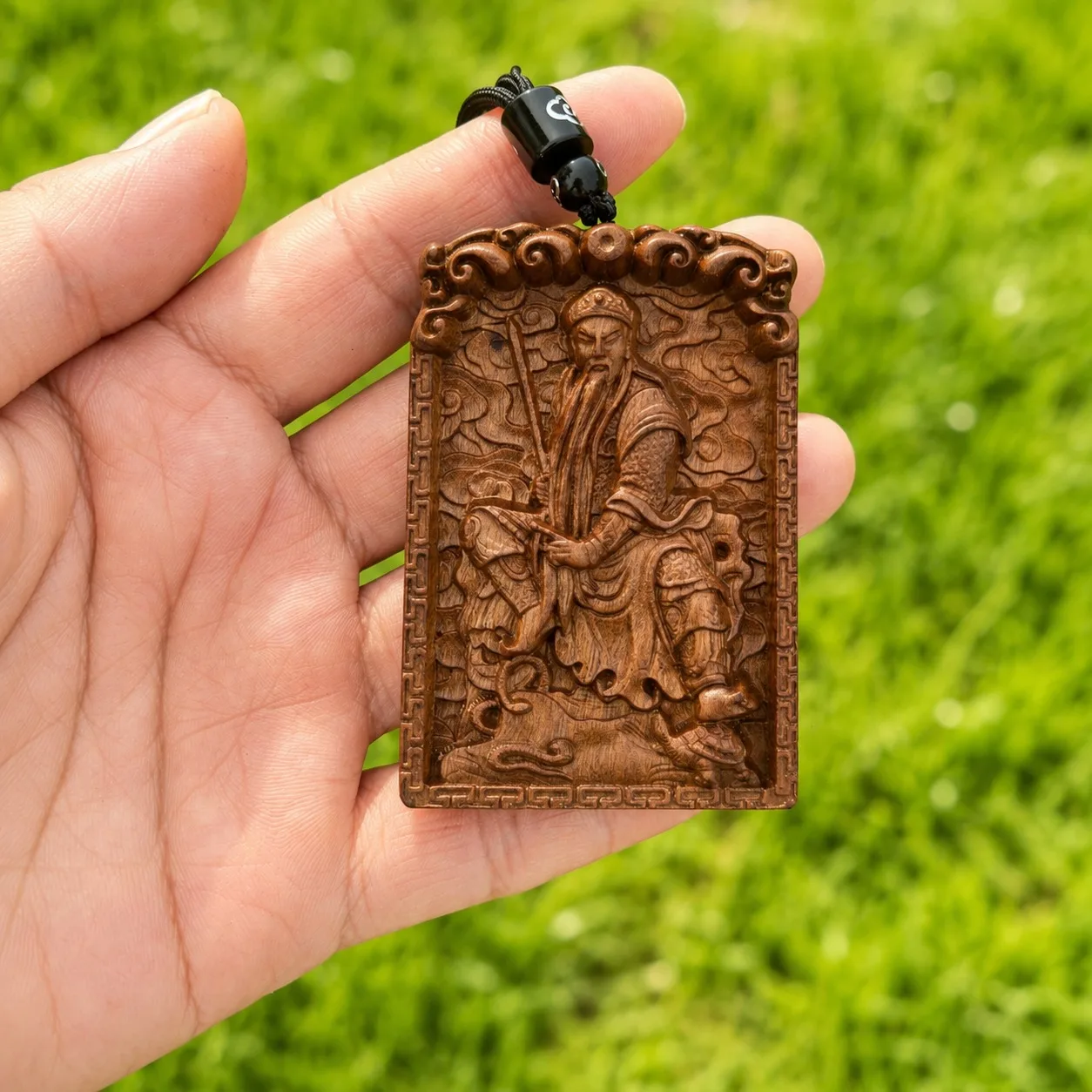 Hand-Carved Thunder Struck Jujube Wood Zhenwu Great Emperor Daoist Talisman Pendant for Car Hanging Decor Collectible Gift