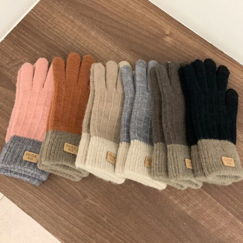 Vollfinger-Handschuhe, Winter-Fleece, verdickt, kältebeständig, Radfahren und Bergsteigen, Touchscreen-Strickhandschuhe, warme Handschuhe