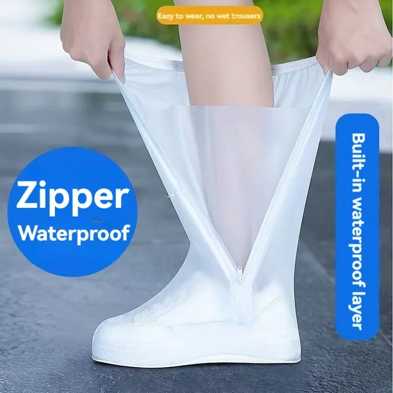 Portable Rain Shoe Cover Non-slip Rain Boot Covers Waterproof Shoes Protector Outdoor Reusable Thickened Footwear for Adult