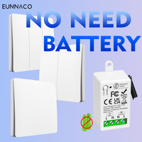 Self powered Wireless Switch Push Button Receive mini Relay RF433 Wall panel Light Switch No battery No wiring for Led Lamp