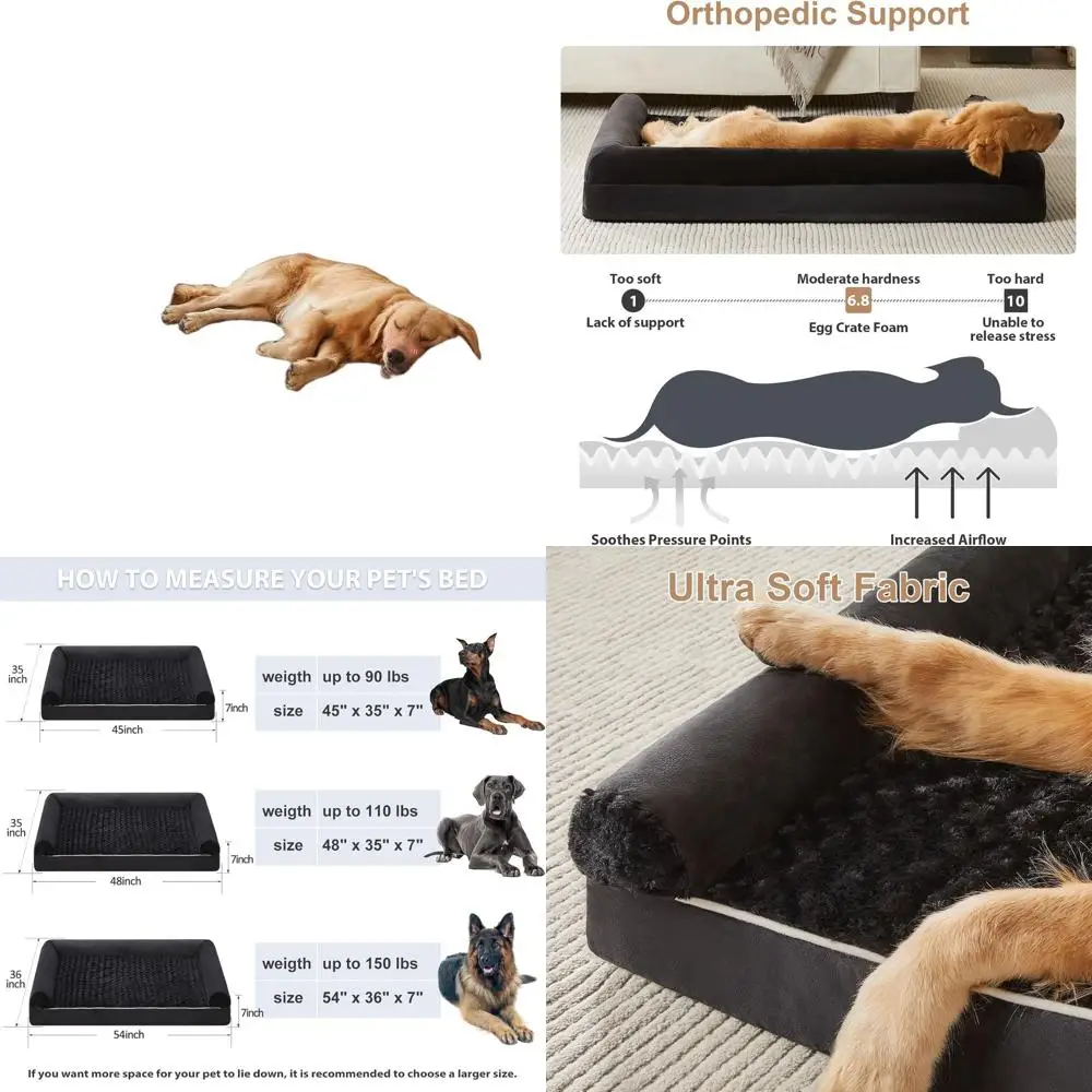 Extra-Large Orthopedic Dog Bed with Waterproof Cover for Medium to Large Dogs - Removable & Washable