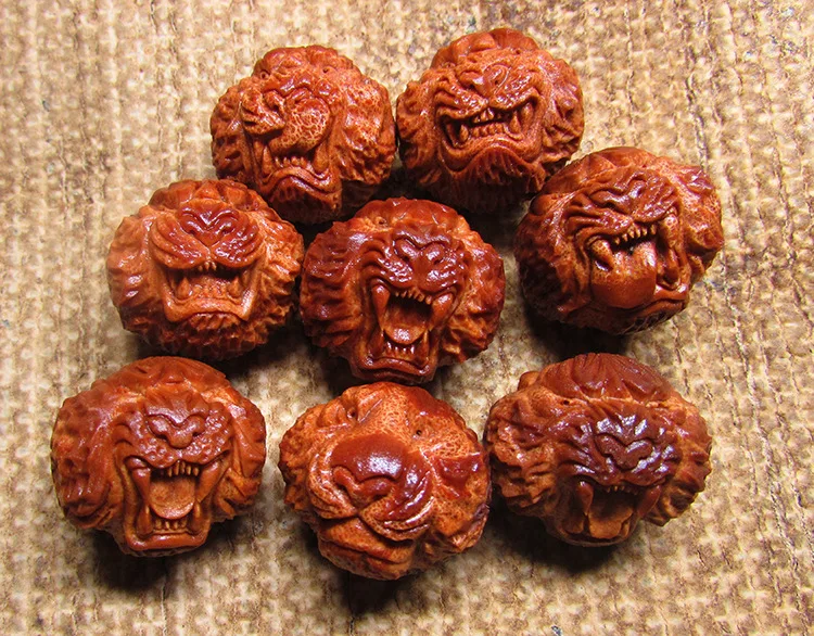 2026 Large Indonesian Olive Nut Bracelet Semi Hand Carved Tiger Head Wenwan Collectible Buddhist Prayer Beads For Meditation Dai