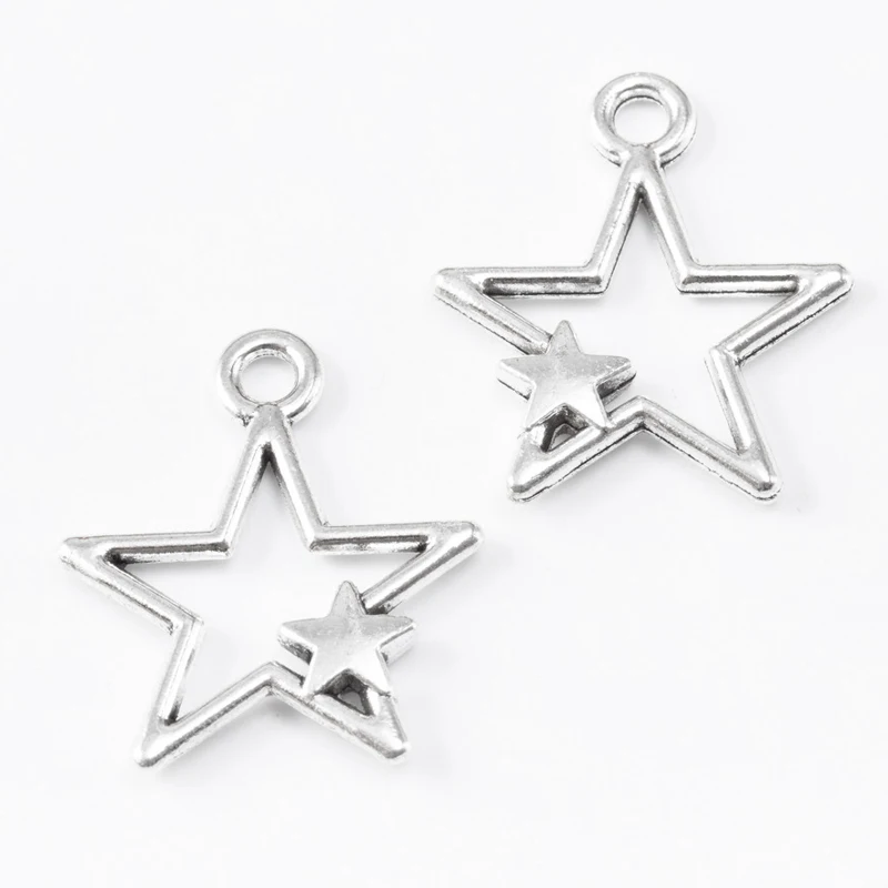 50pcs 26*22mm Zakka Style Wedding Creative Gift Alloy Mother Child Pentagram Jewelry, Vintage Classic Handmade Diy Sweater Neckl