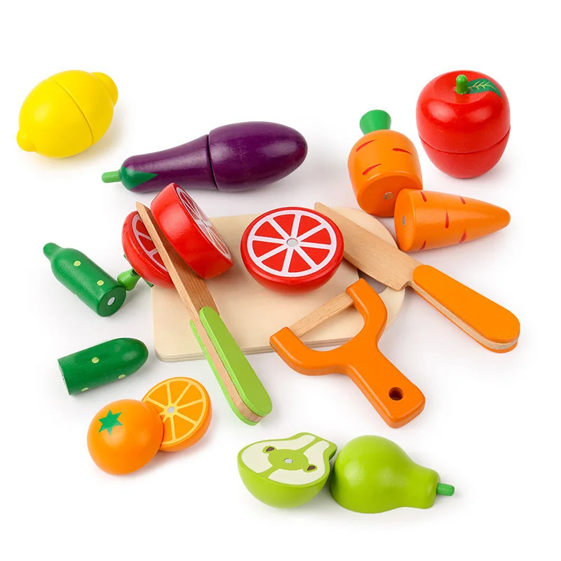 Wooden Toy Cutting Fruit Vegetables Food Pretend Play Simulation Kitchen Role Play Montessori Early Education Toys For Children