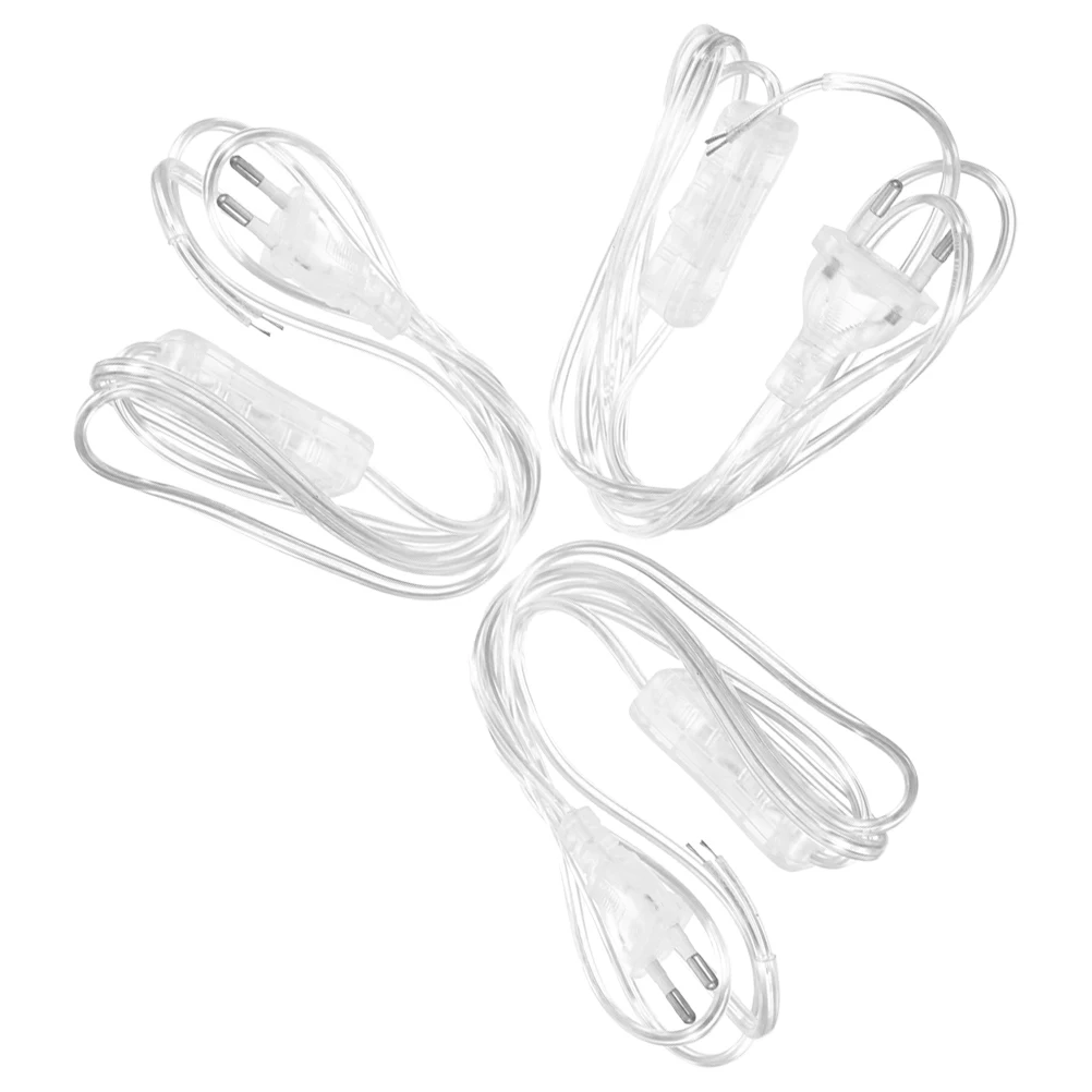 

3pcs Clear European Power Cord Switch Transparent Replacement Cable For Lamp Light Home Desk Table Pendant Durable Outlet