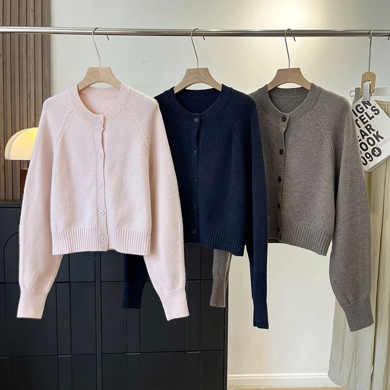 

Скандинавский круговой вязаный открытый кардиган на одной пуговице, свитер, верхняя одежда, мягкий трикотаж для женщин, осень 2025 г.