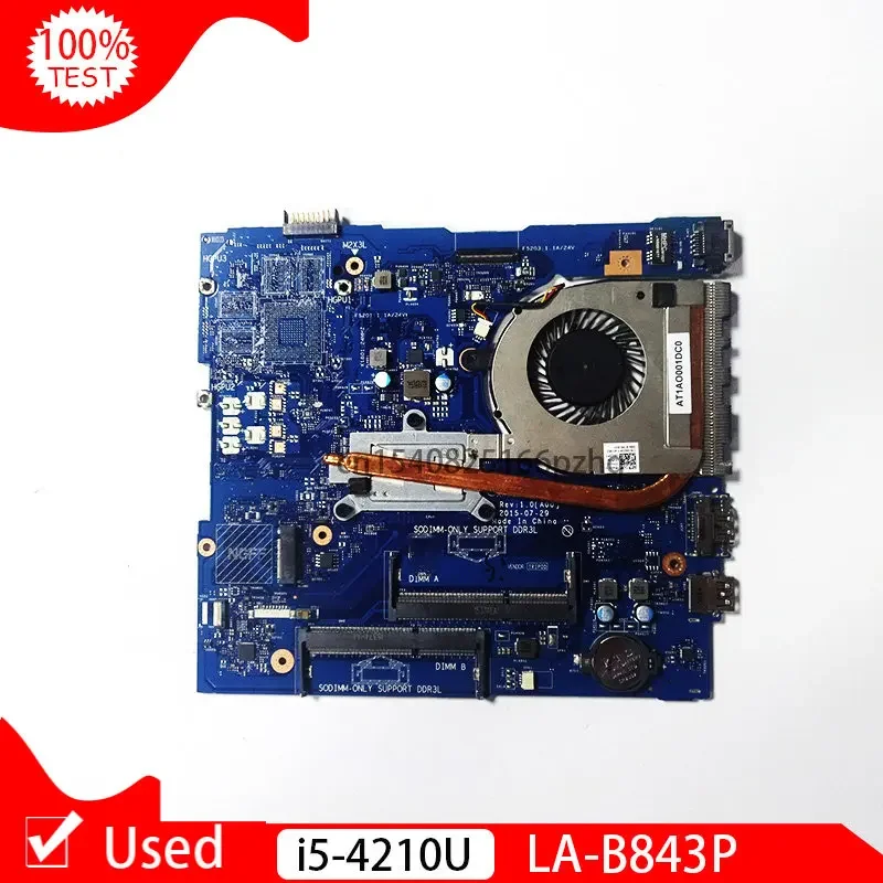 Used CN-00HJC9 0HJC9 00HJC9 AAL10 LA-B843P W I5-4210U CPU For Dell Inspiron 15 5458 5558 5758 NoteBook PC Laptop Motherboard