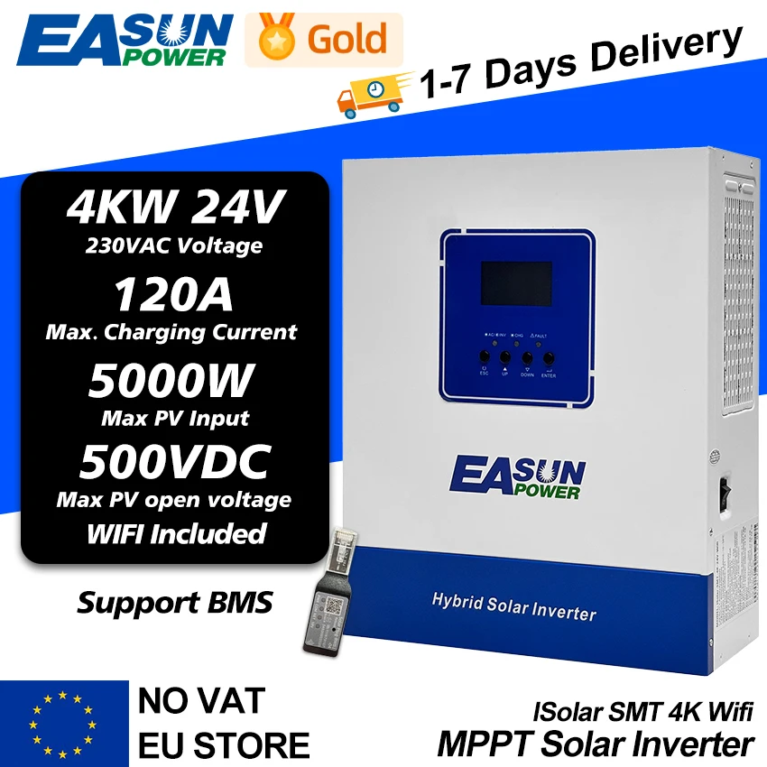Hybrid Solar Wechsel richter 6200W 4kW 3,2 kW 2kW MPT Solar Inversor 48V 24V 12V Build 120a Solar Controller Ladegerät mit RS485 RS232
