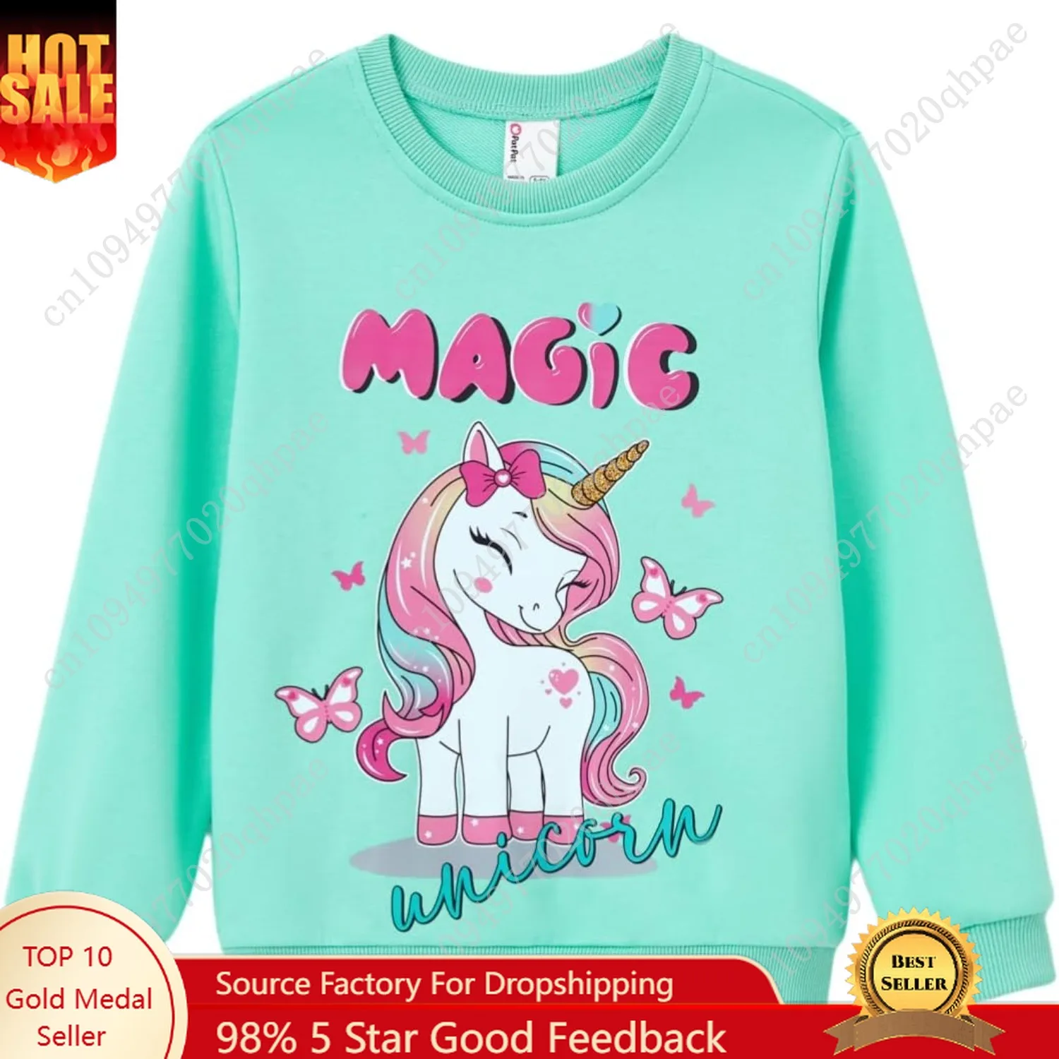 PATPAT Girls Sweatshirts Size 5-14 Years Graphic Pullover Long Sleeve Crewneck Shirt Cute Cartoon Casual Clothes for Girls