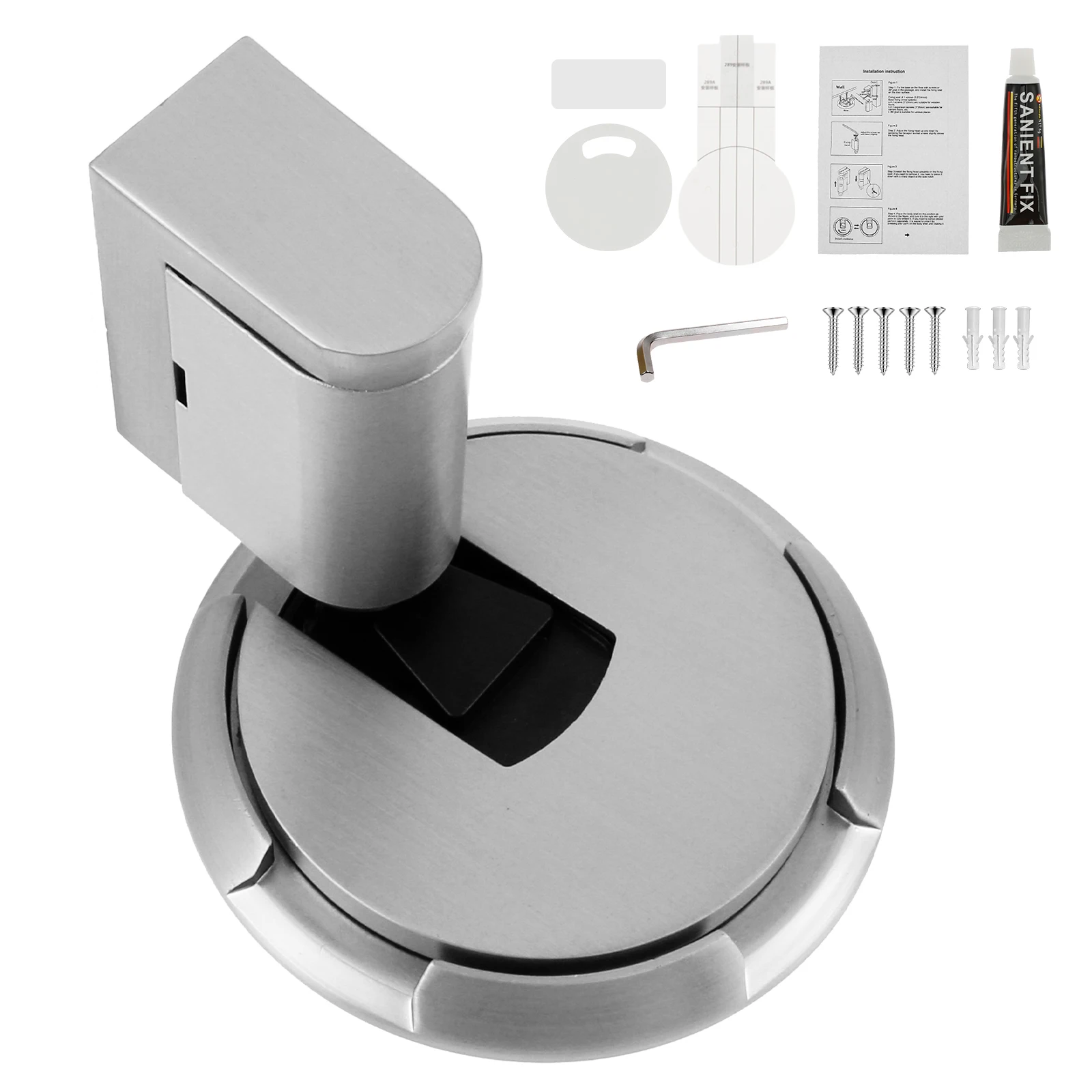 Mechanical Door Stopper Adjustable Door Holder for Door Gaps up to 0.75 Inch in Height No Magnetic Windproof Metal Door Stop