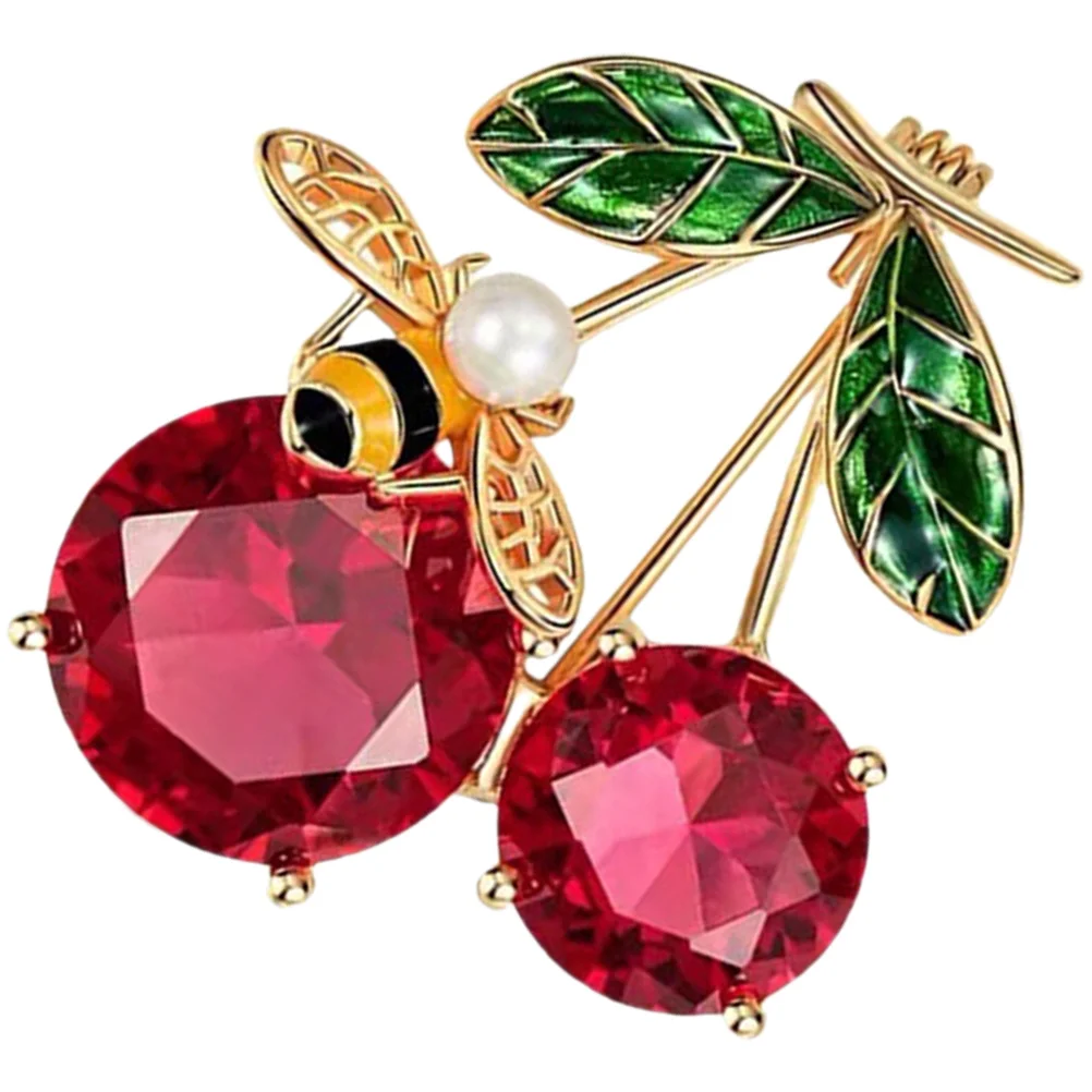 Cherry Brooch Pin with Women Fashion Lapel Pin Lightweight Smooth Edge Decorative Clothing Accessory Party Festival