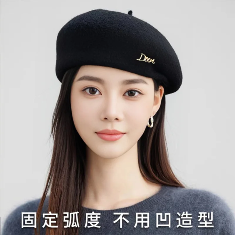 

Wool Beret Hat for Women, Classic Soft Slouchy Baker Boy Cap, Winter Warm Slimming Beanie, Fashionable French Style
