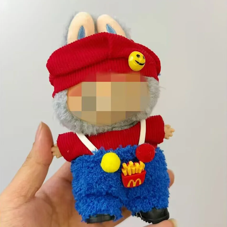 Ropa de muñeca Labubu Popular, colgante de 17cm, ropa para muñeca Labubu, conjunto de pantalones con correa de campo de primavera, accesorios de ropa para muñeca Labubu