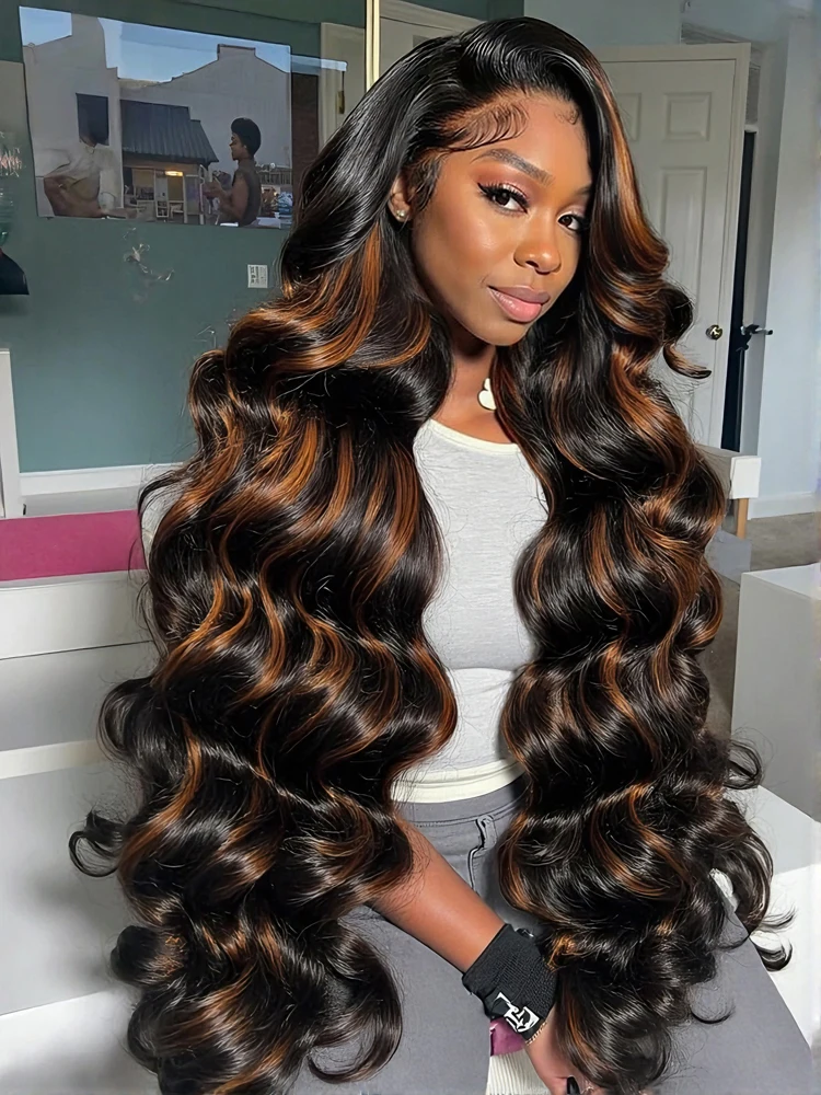 

Парик из натуральных волос с HD-кружевом 13x6, 240% плотность, оттенок 1B/30, черно-коричневый балаяж, волнистый, с мелированием омбре, парик с фронтальным кружевом 13x4