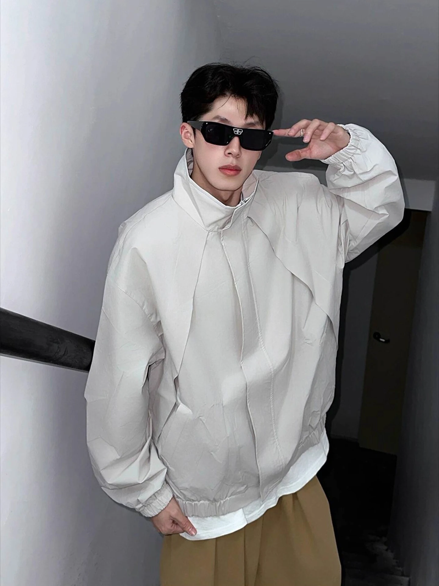 

Мужская плиссированная куртка-пиджак American Sle Cleanfit с воротником-стойкой, осенняя верхняя одежда, высококачественный дизайн