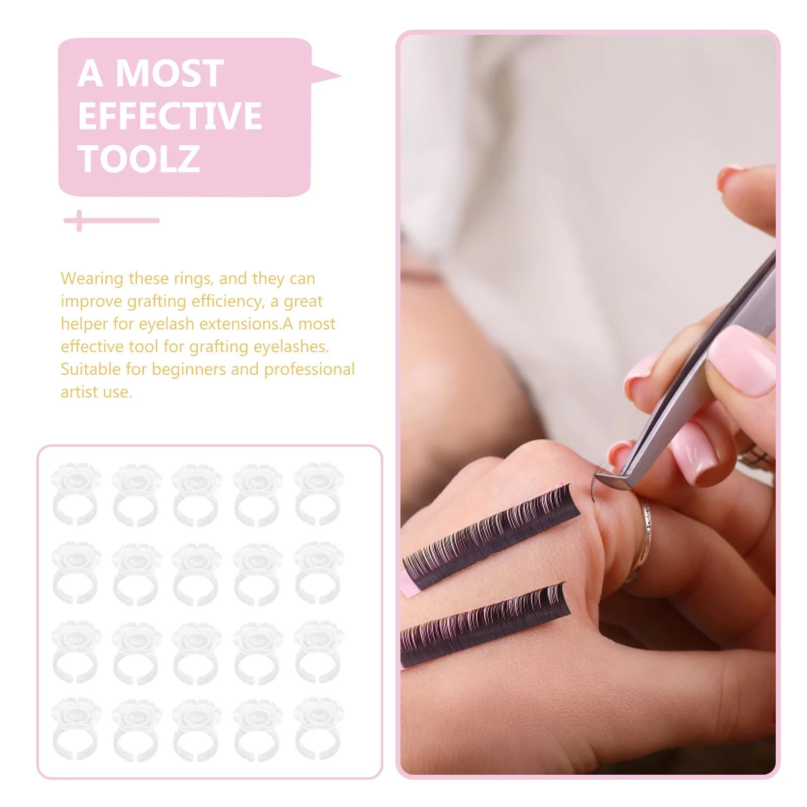 

100pcs Flower Shape Eyelash Glue Rings Disposable Lash Extension Cup For Salon Diy Use Lightweight Hygienic Pigment Holder