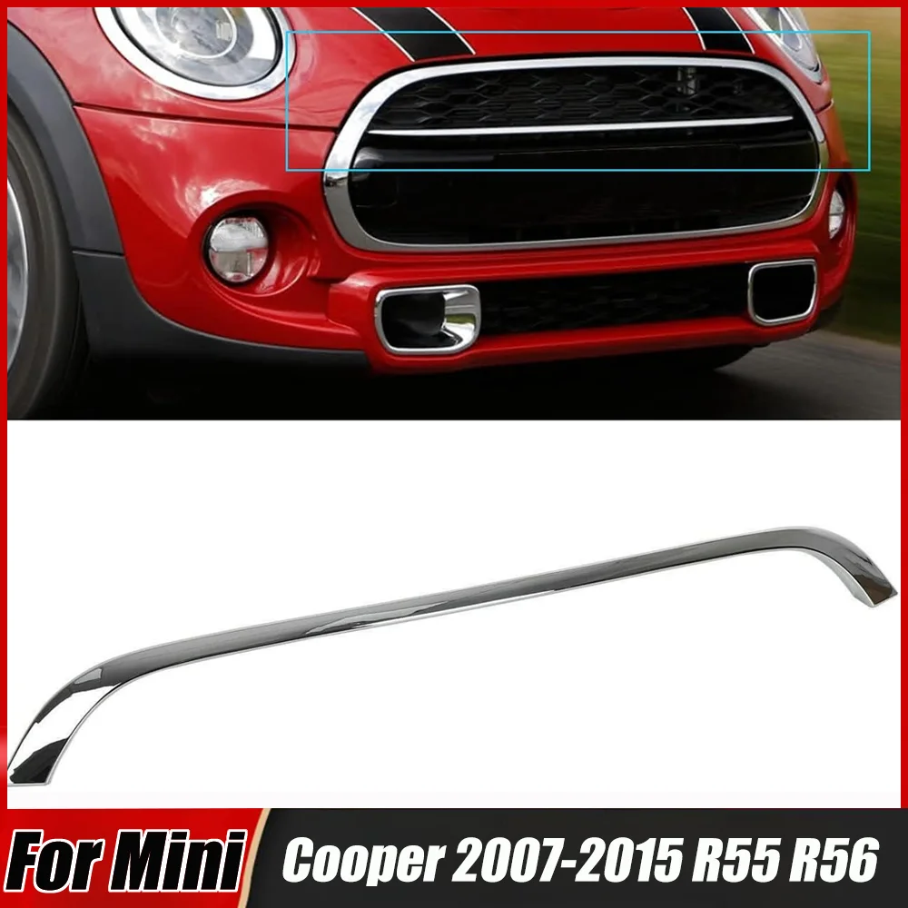 Front bumper grille decorative strip For Mini Cooper 2007-2015 R55 R56 R58 R59 51132751040 Chrome Hood Trim Moulding Molding