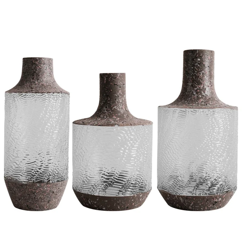 

Vase creative imitation marble style living room home new Chinese ornament glass vase