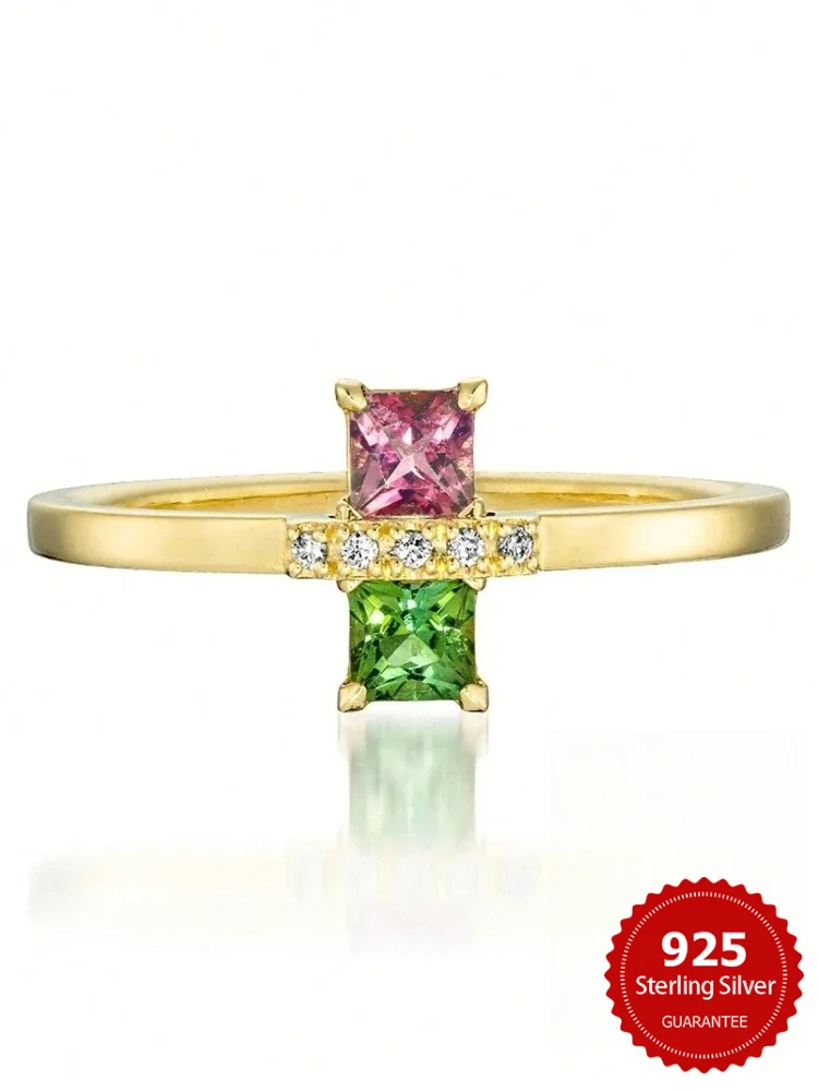 

925 Sterling Silver Personalized Square Color Zircon Ring For Women Wedding Party Luxury Fashion High Quality Fine Jewelry