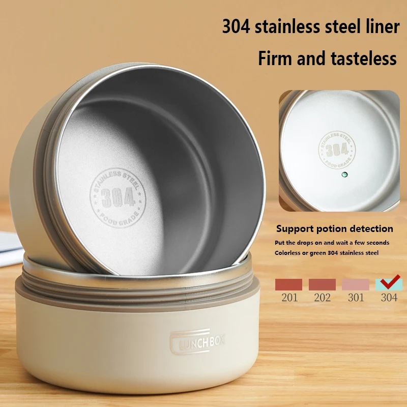 Stainless Steel Insulated Lunch Box Insulated Bucket Household Double Cover Soup Bowl Bento Box Lunch Box