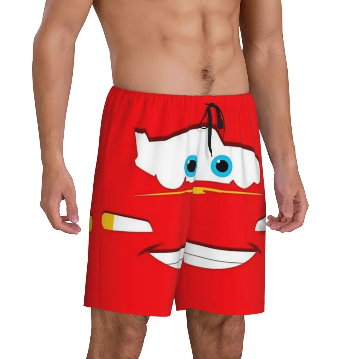 Custom Lightning Mcqueen Cartoon Cars Pajama Bottoms Men Lounge Sleep Shorts Stretch Sleepwear Pjs with Pockets