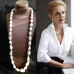 100% Natural Freshwater Super Shaped Baroque Long Necklace Sweater Chain Famous Model Same Style Dinner Noble Gorgeous Jewelry