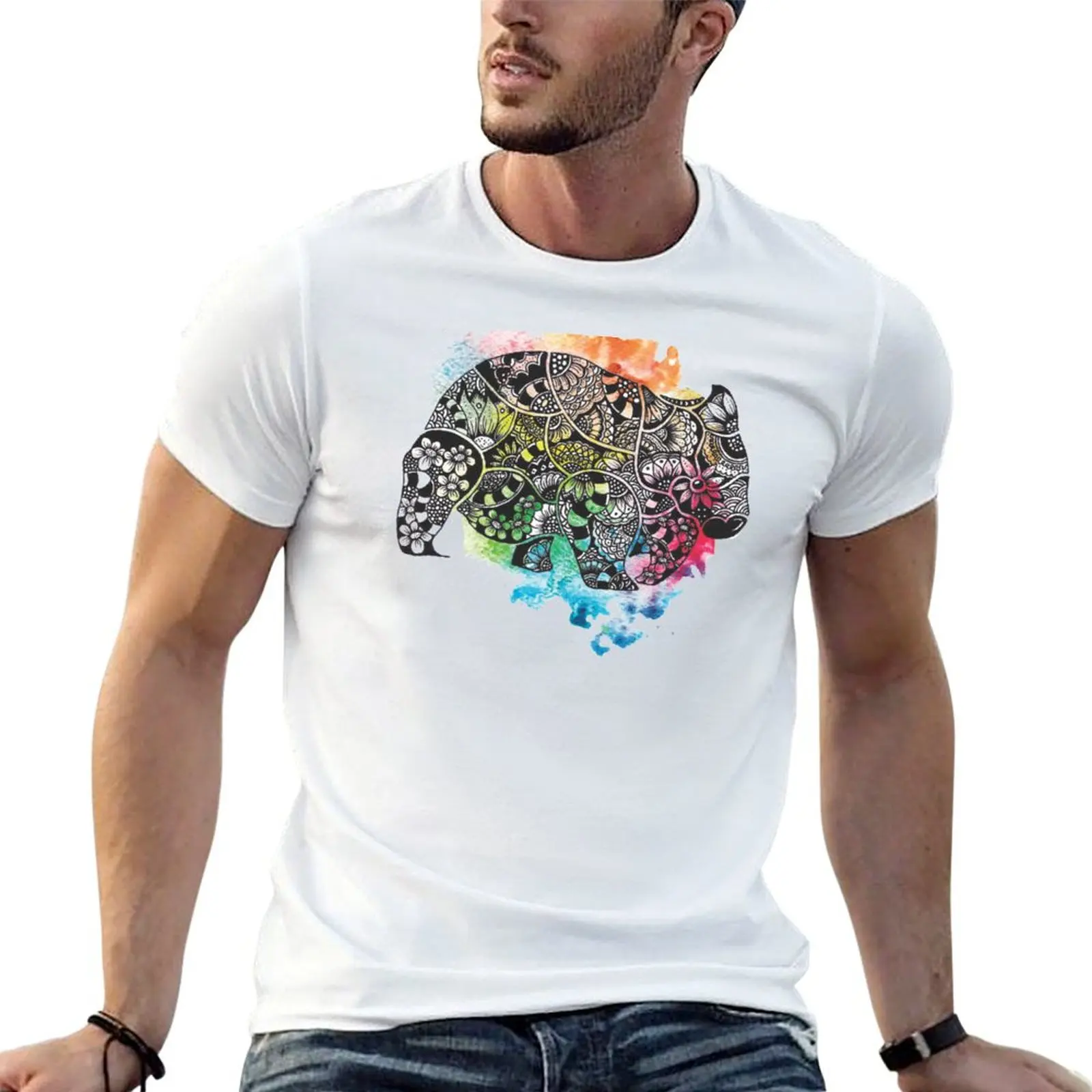 

Wombat with Dododoodles and Watercolour T-Shirt man tshirt t shirts for man graphic tees T-Shirt