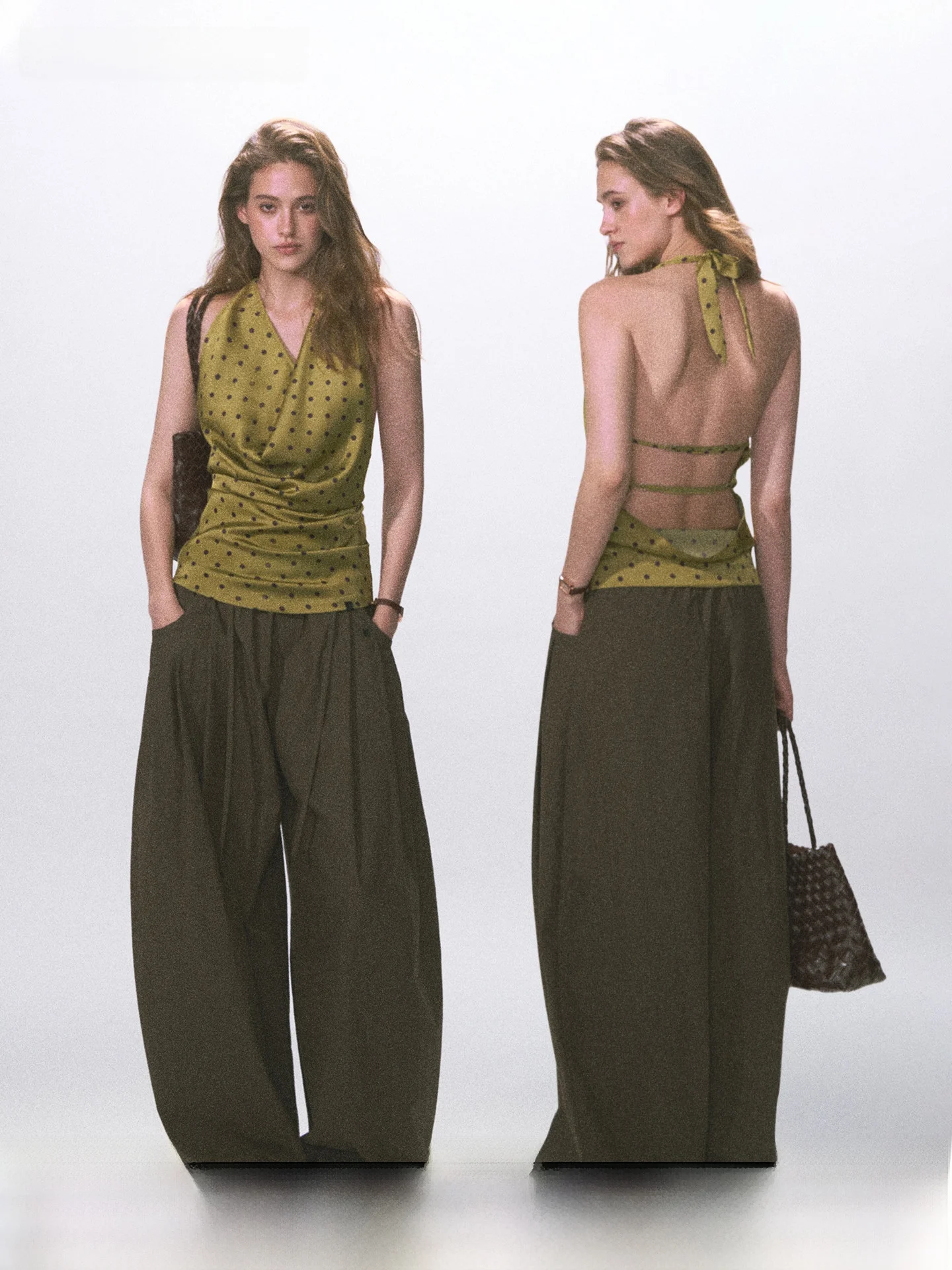 ANDYET AD1 Vintage Backless Strap Vest Sleeveless Neck Hanging Waist Cinching Summer Top Women's Fashion Original Design