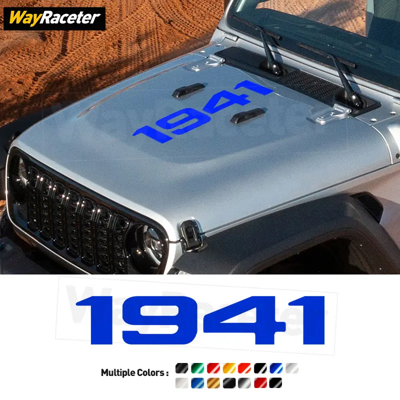 

Reflective Car Engine Cover Vinyl Decal 1941 Willys Hood Bonnet Graphics Sticker For Jeep Wrangler JL Rubicon 2025 2026 2024