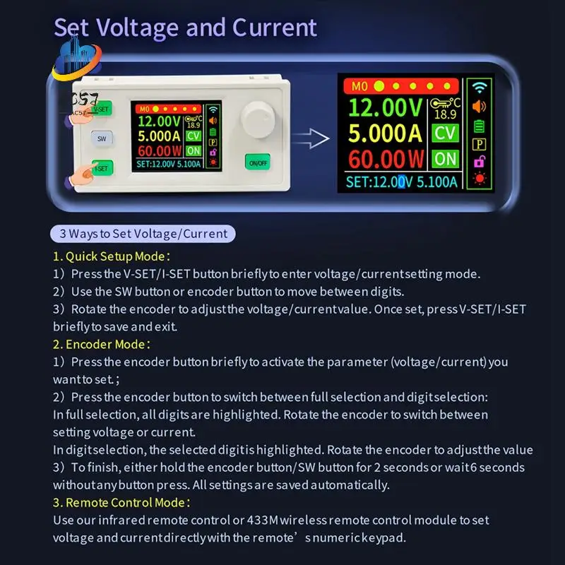 AC57-SK120S DC Regulated Power Supply+WFPOW DC Buck Converter Adjustable Regulated Power 7A 120W Solar Charging Module