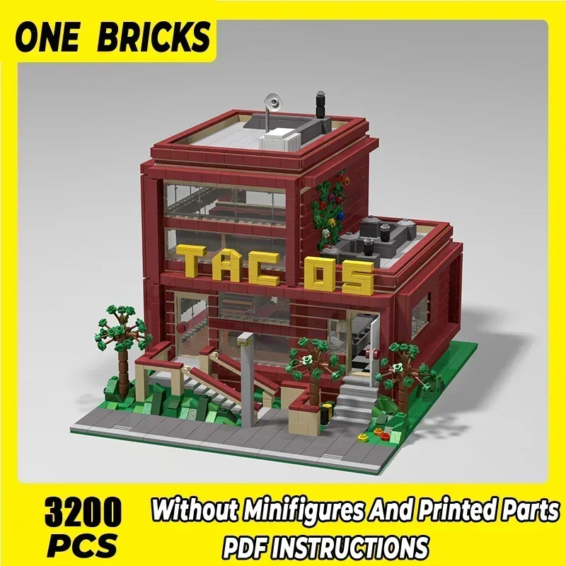 

Строительные блоки Moc, модульная модель французского магазина Tacos, технические кирпичи, сделай сам, сборка, город, вид на улицу, игрушки, подарок для детей, наборы