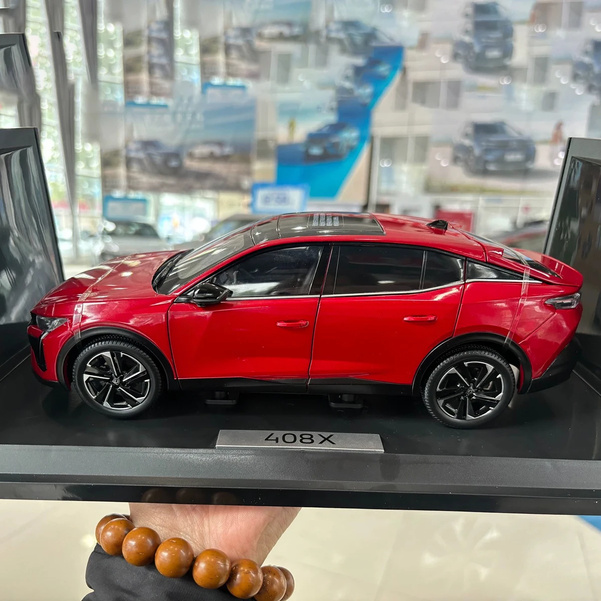 408X, modello di auto pressofuso in lega, modello SUV, giocattolo per ragazzo, regalo per adulti, display della collezione, blu, 1:18