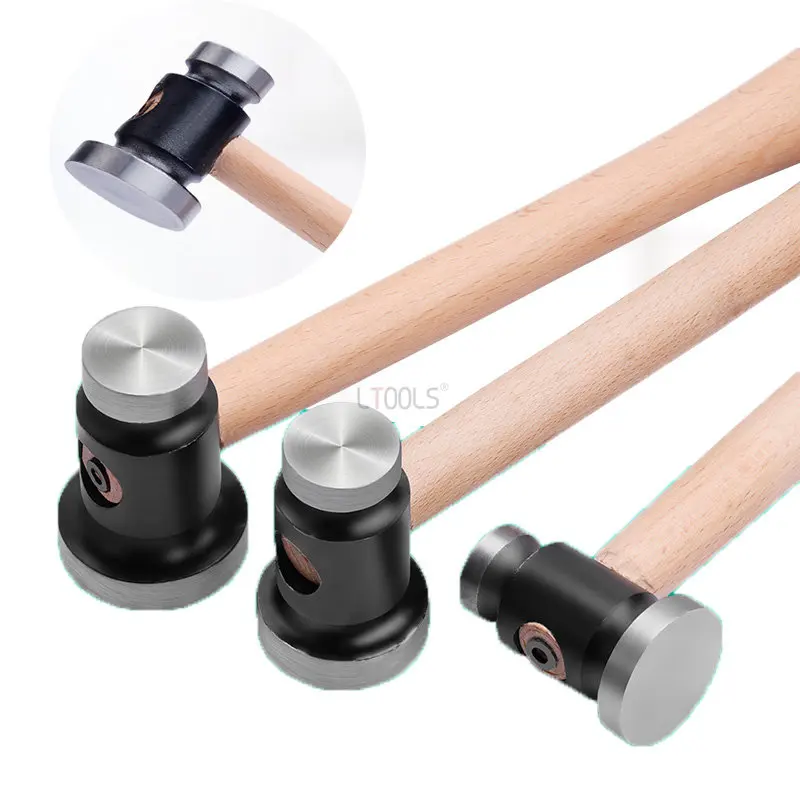 Double Faced Flat Round Head Hammer Wooden Handle Woodworking Mini Hammer Can Be Used for Jewelry Multiple Specifications