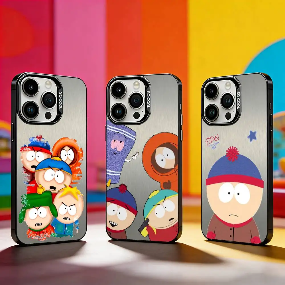 S-South P-Park Phone Case For iPhone 17,16,15,14,13,12,11 Plus,Pro Max,XS,Colored silver phone case