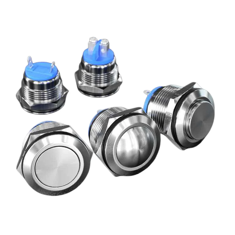 16 19 22mm red wave button metal switch stainless steel arc surface wiring plug post, jog press on, self reset