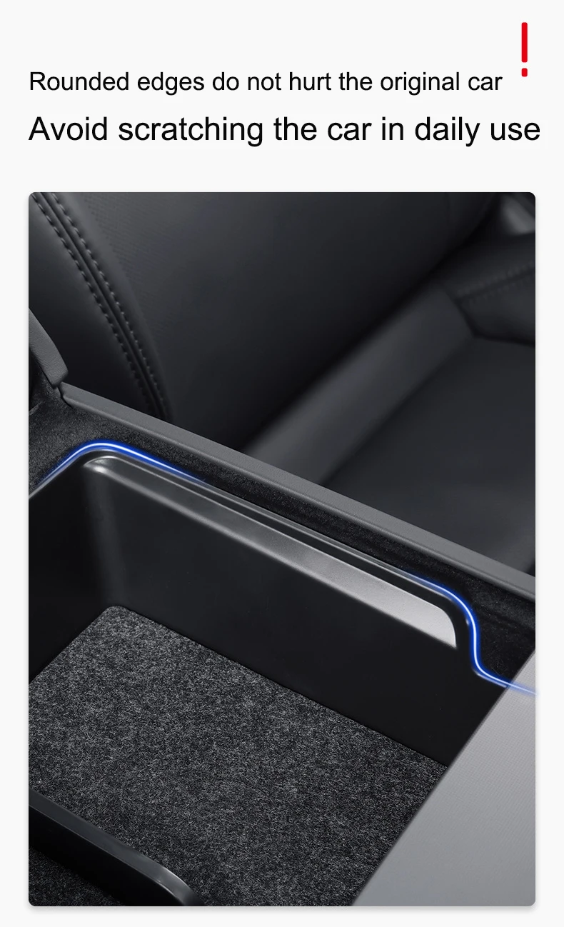 For Tesla Model 3 Highland 2024 Storage Box Flocking New Model 3+ Center Console Armrest Storage Box Stowing Tidying Cup Holder