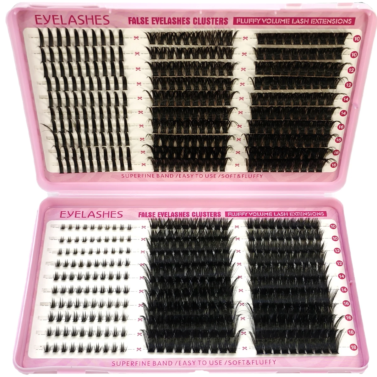 600 pièces faux cils cluster bricolage 50-100D disque de mélange étendu dodu cluster une pièce oeil de chat faux cils pointes + bas